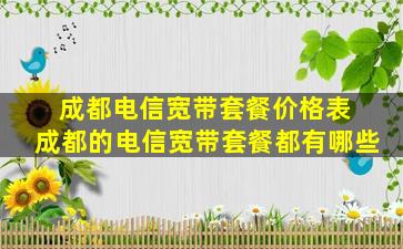 成都电信宽带套餐价格表 成都的电信宽带套餐都有哪些